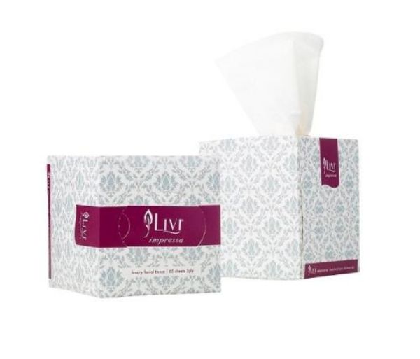 Picture of BOX 24 X 65S LIVI IMPRESSA 3PLY FACIAL TISSUES (CUBE)