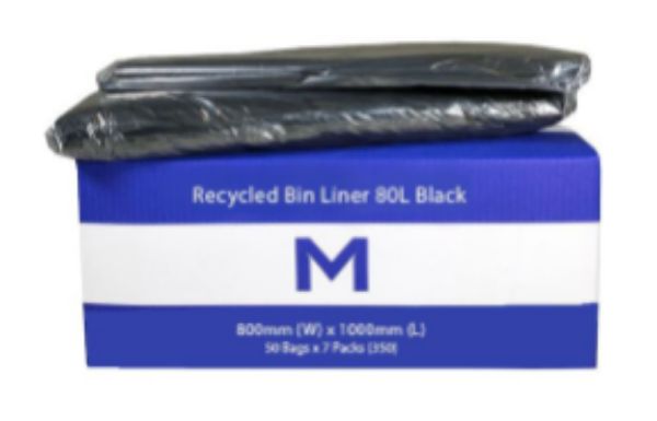 Picture of BOX OF 350 X 80L MPH BLACK RUBBISH BAGS