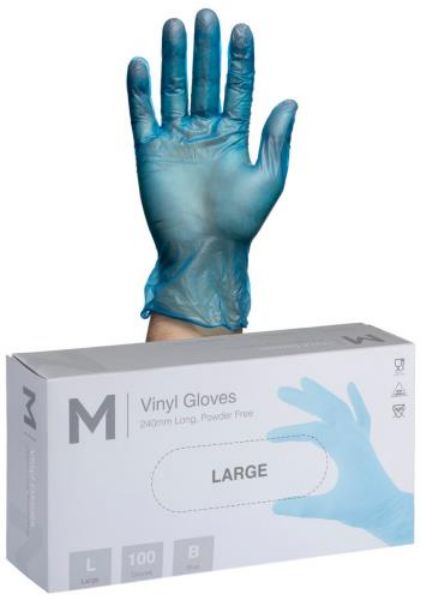 Picture of CTN 1000 BLUE VINYL POWDER FREE GLOVES (L)
