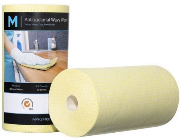 Picture of CTN 4 ROLLS MPH WAVY WIPES HEAVY DUTY YELLOW