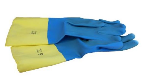 Picture of PAIR OF YELLOW/BLUE REINFORCE HEAVYPRENE GLOVES (XL)