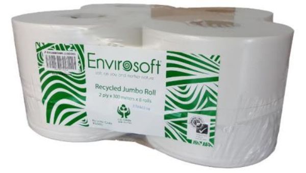 Picture of BALE 8 X 300M ROLLS PREMIER ENVIRO JUMBO 2PLY TOILET TISSUE