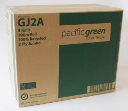 Picture of BOX 8 X 300M ROLLS RECYCLED 2PLY JUMBO TOILET TISSUE