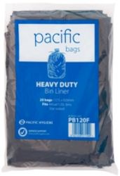 Picture of CTN OF 200 X 120L PACIFIC BLACK RUBBISH BAGS