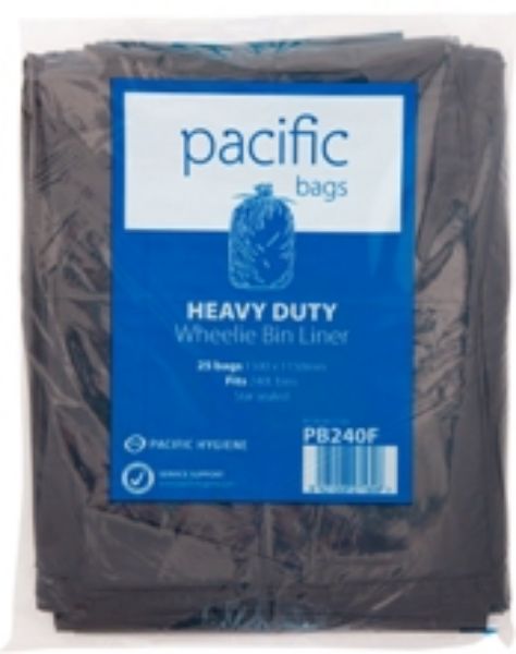 Picture of PKT OF 25 X 240L PACIFIC BLACK BIN LINERS