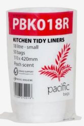 Picture of ROLL OF 50 X 18L PACIFIC WHITE KITCHEN TIDY BIN LINERS