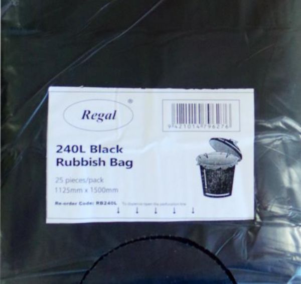 Picture of CTN OF 150 X 240L PREMIER BLACK BIN LINERS