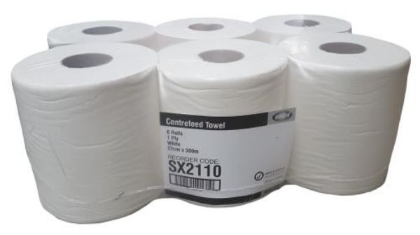 Picture of BALE OF 6 X 300M SORBX CENTREFEED ROLLS 1PLY (WHITE)