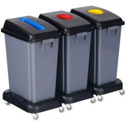 Picture of RECYLCLING BINS 3 X 60L SET WITH WHEELS