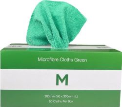 Picture of MPH BOX OF 50 DISPENSER MICROFIBRE CLEANING CLOTHS GREEN