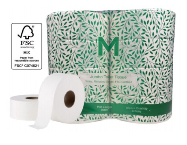 Picture of BALE 8 X 300M MPH RECYCLED 2PLY JUMBO TOILET TISSUE