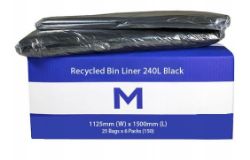 Picture of PKT OF 25 X 240L MPH BLACK RUBBISH BAGS