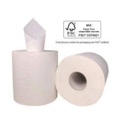 Picture of BALE OF 6 MPH CENTREFEED ROLLS 2PLY (WHITE)