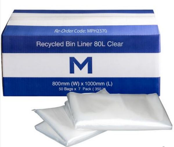 Picture of CLEAR- BOX OF 350 X 80L MPH RUBBISH BAGS