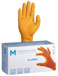 Picture of CTN 1000 DIAMOND GRIP ORANGE NITRILE GLOVES- XL