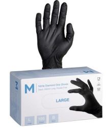 Picture of CTN 1000 DIAMOND GRIP BLACK NITRILE GLOVES- LARGE