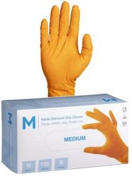 Picture of CTN 1000 DIAMOND GRIP ORANGE NITRILE GLOVES- MEDIUM