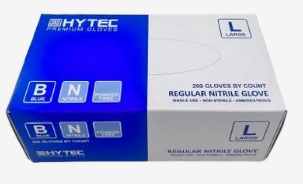 Picture of PKT 200 BLUE REGULAR NITRILE POWDER FREE GLOVES (L)